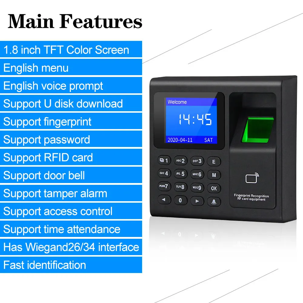 Door Access Control System Fingerprint Biometric RFID Access Control Keypad + Power Supply + Electric Magnetic Strike Lock +Keys