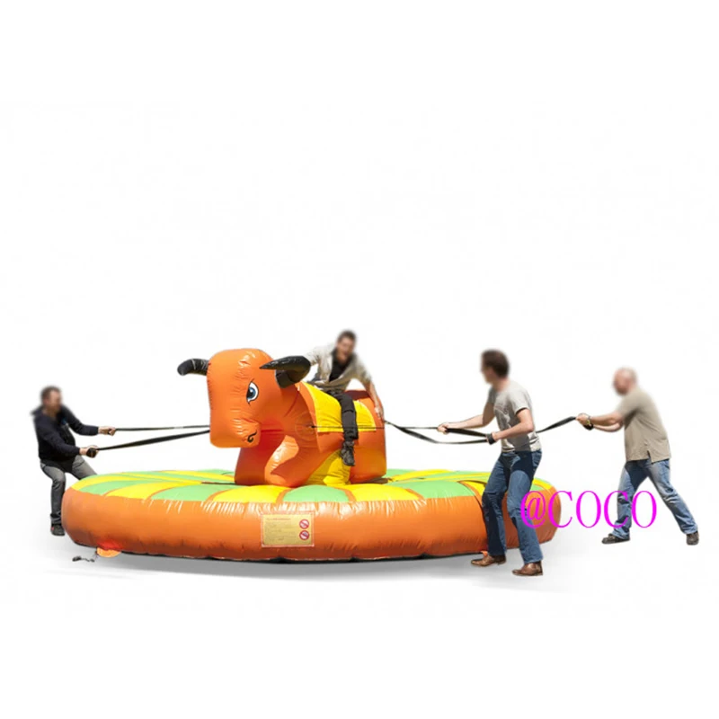 Barco aéreo rápido a puerta, juego de paseo de toro inflable humano, juego de rodeo de tracción inflable, juego de Carnaval de lucha de toro inflable