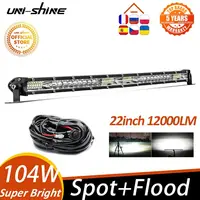 UNI-SHINE 22 pulgadas 104W barra de luz Led 12000LM luces de conducción de trabajo Led de una sola fila todoterreno camión SUV ATV Tractor coche barco 12V 24V