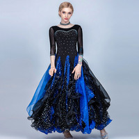 Sequins Ballroom Dance Competition Dress Ice Silk Big Pendulum Modern Dance Costume Rhinestones Waltz Standard Practice Stage