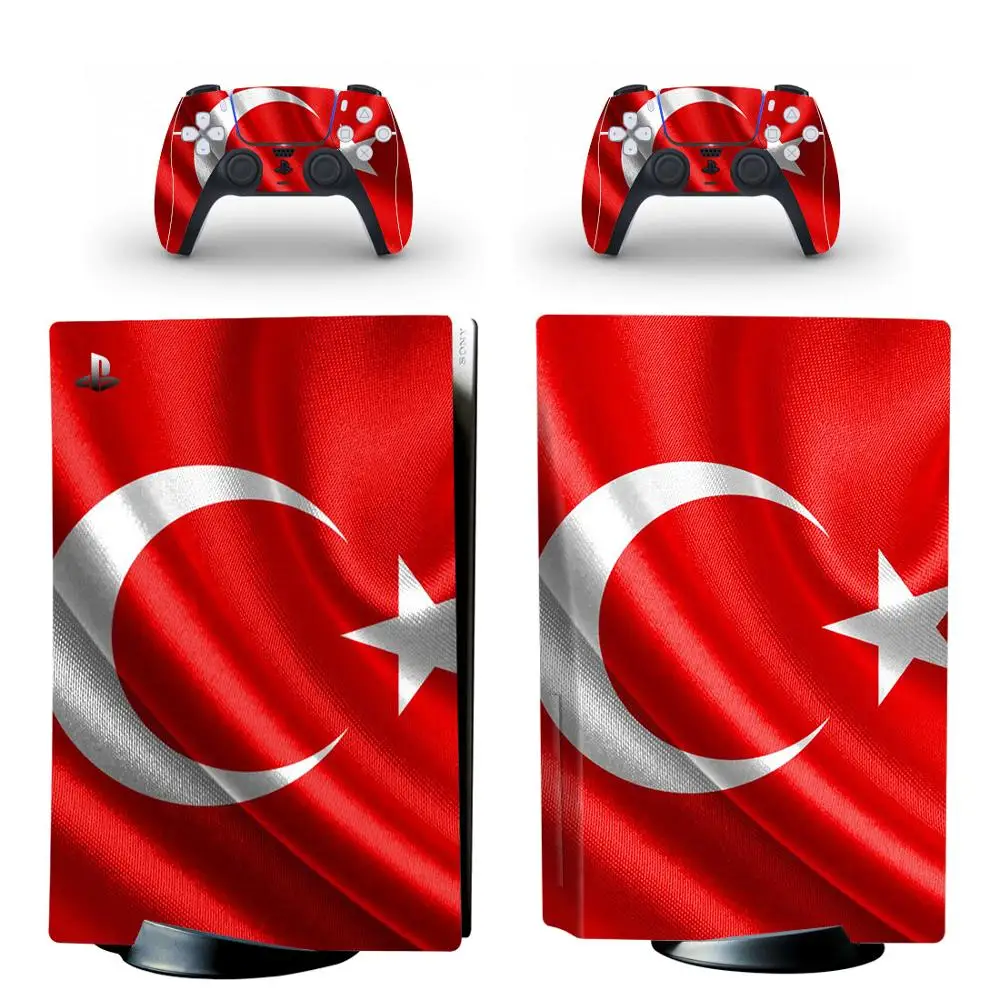 تركيا العلم PS5 القياسية القرص طبعة الجلد ملصق مائي غطاء ل بلاي ستيشن 5 وحدة التحكم وأجهزة التحكم PS5 الجلد ملصق الفينيل