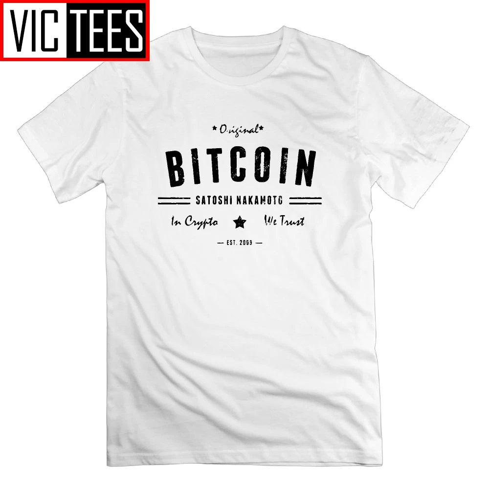 Bitcoin Original Satoshi Crypto Cryptocurrency 100% Cotton Fun T-Shirts Crew Neck Tees Short Sleeve Men T Shirts