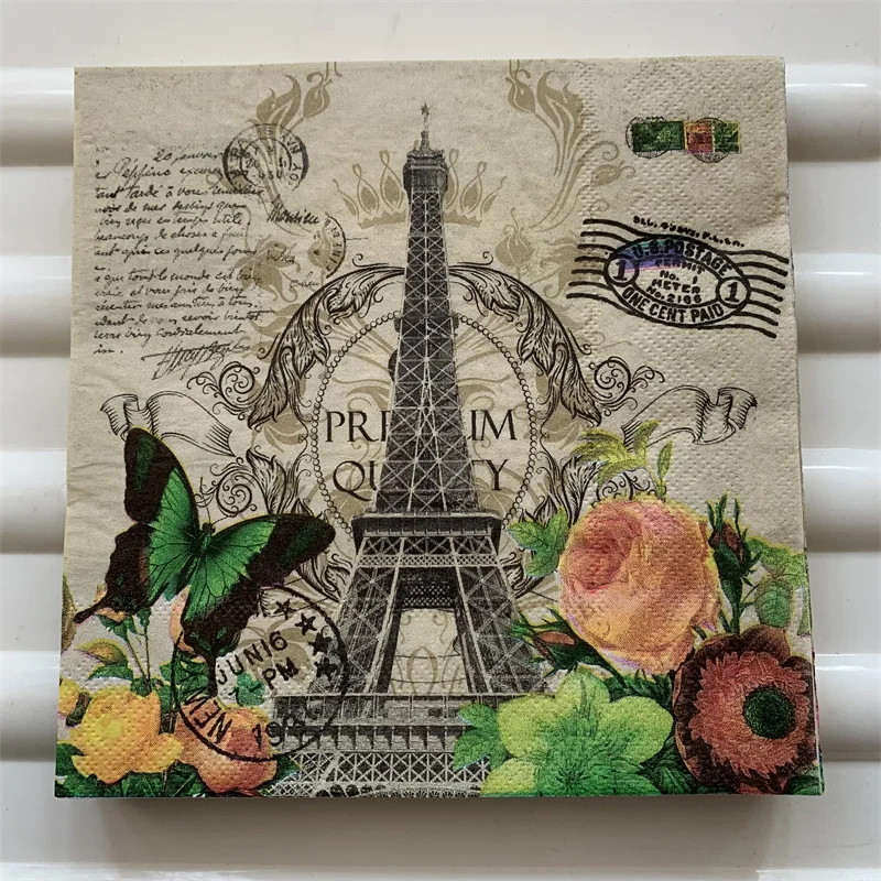 Mix 20 designs Decoupage paper napkins elegant tissue vintage towel flower butterfly church tower birthday wedding party decor