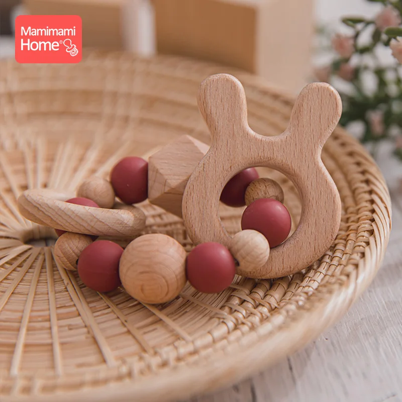 

1Pc Baby Wooden Teether Nursing Bracelets Rattle Rings Beech Wood Star Toy Baby Play Gym Montessori Children's Goods Nurse Gift