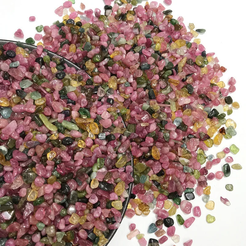 Natural Tourmaline Quartz Crystal Rock Chip Healing Reiki Chakra Gravel Stone Minerals Specimen Health Decoration Collection