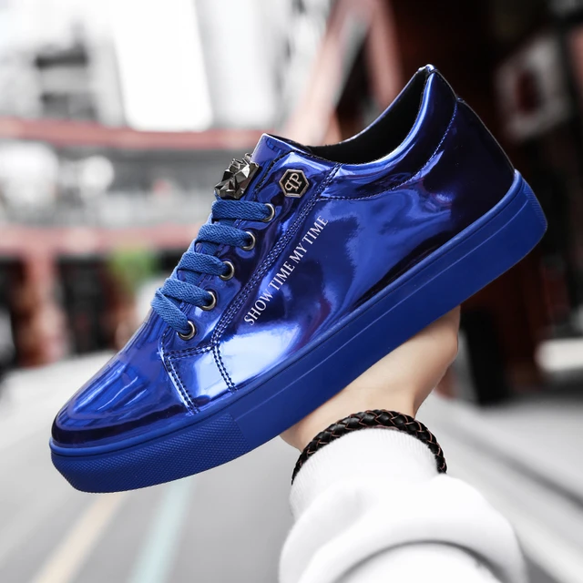 Blue shiny shoes shops