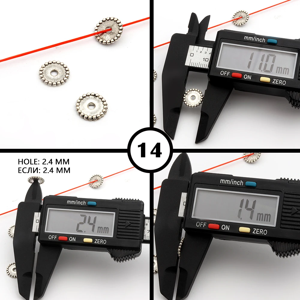 50 Stück, 32 verschiedene Arten, gemischte Metall-Abstandshalter-Perlen mit unterschiedlichen Lochgrößen für die Herstellung von Schmuck, Armbändern, Halsketten und Ohrringen – Großhandel. – Detail 28