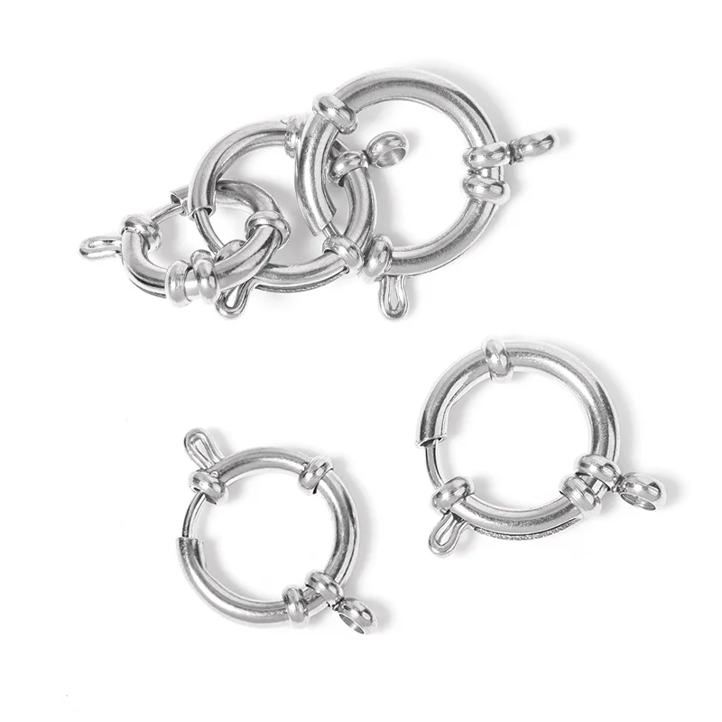 2pcs/lot 316 Stainless Steel Sailor Clasps Fit Charm Bracelets End Clasps For Jewelry Making Round Clavicle Necklace Clasps