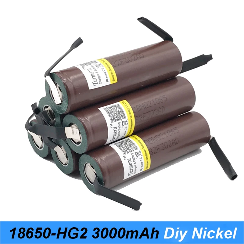 battery 18650 HG2 3000mAh with strips soldered batteries for screwdrivers 30A high current + DIY nickel inr18650 hg2