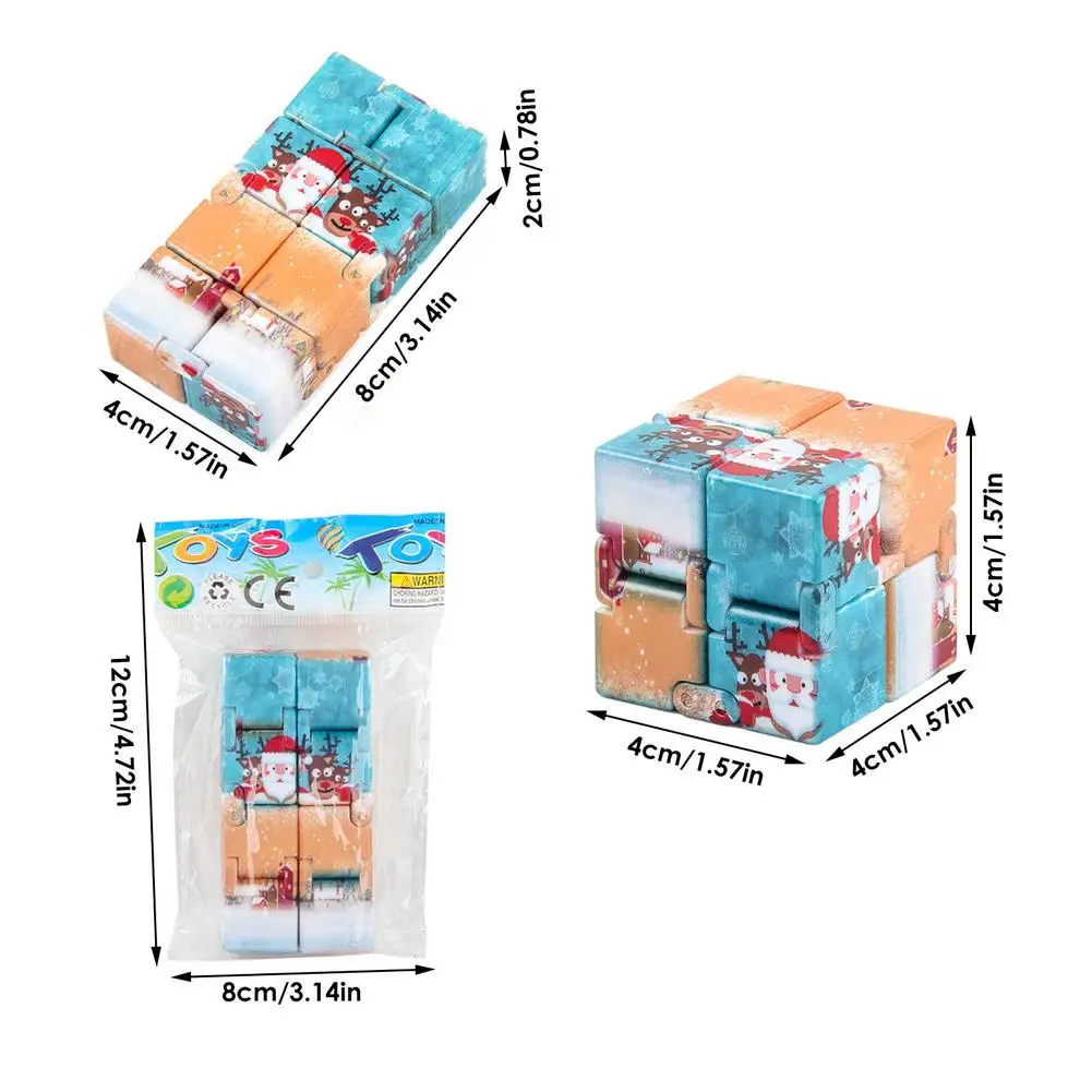 Fidgets Toy Autism Anti Stress Relief Infinite Cube Halloween Pattern Printing Magic Cube Flip Cubic Puzzle Christmas Gift Toys