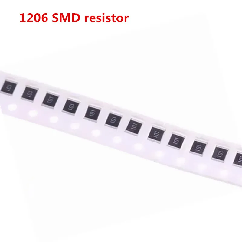 100Pcs 1206 Resistor SMD 0R ~ 10M Resistores 1/2W 0 1 1 10 100 150 220 330 Ohm K 2.2K K 100K 0R 10 1R 10R 100R 150R 220R 330R