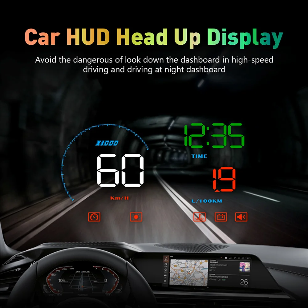 

S9 Newest Head Up Display Car OBDII EUOBD Windshield Projector HUD Shift Reminder Water Temp RPM fuel consumption speed alarm