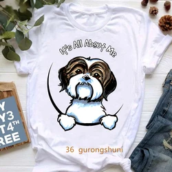 Shih Tzu You Can'T Have Just One Light Graphic Print Women Tshirt Funny Dog Lovers T-Shirt Femme Harajuku Kawaii Clothes Tops