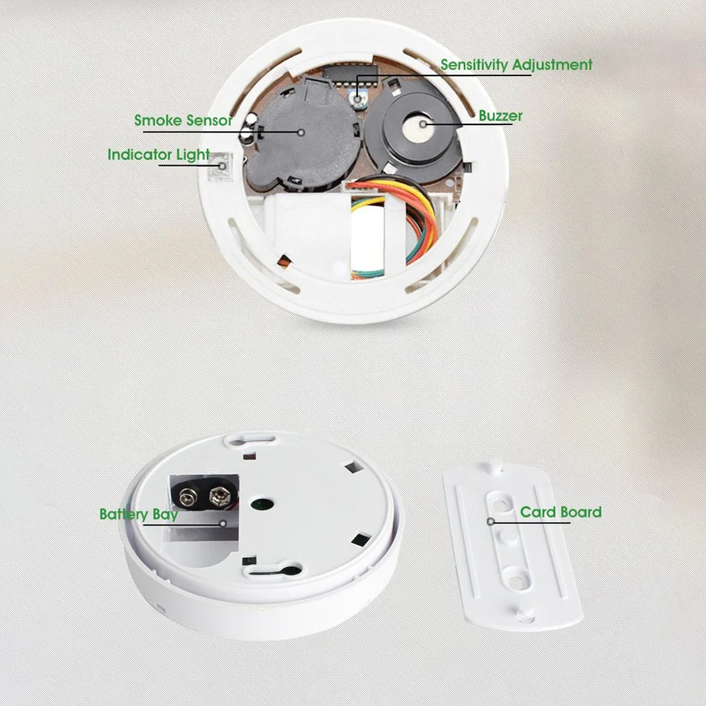 Acj168-alarma de humo independiente, Detector de humo independiente, inalámbrico para el hogar, Sensor de sonido y luz