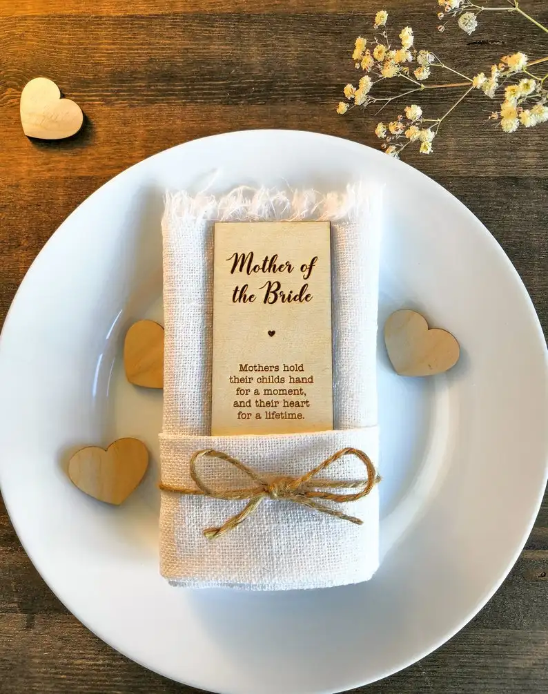 Wooden Rectangular Anniversary Celebration Party VIP Seat Card And Bridesmaid Seat Retro Wedding Bride Mother Seat Card