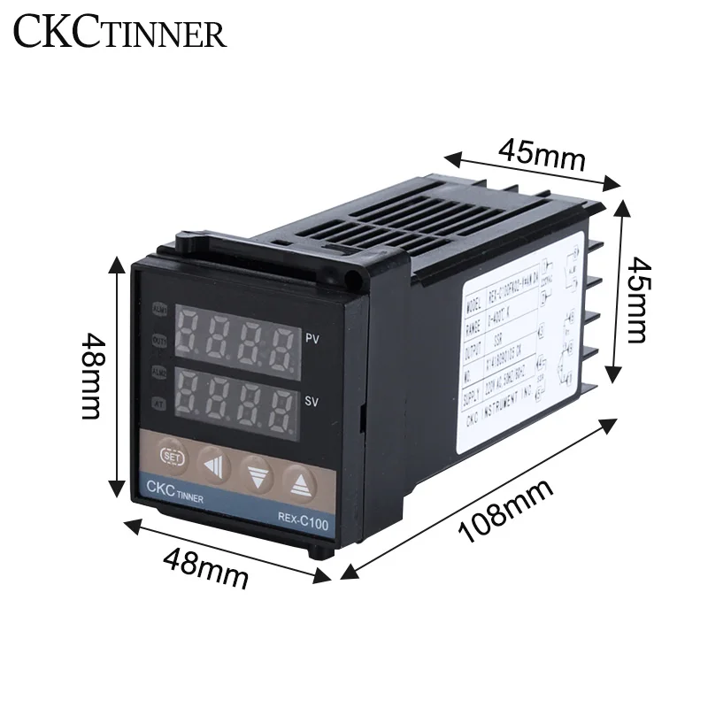 REX-C100VAN Digital RKC PID Thermostat Temperature Controller digital REX-C100/ 40A SSR Relay/K Thermocouple Probe/heat sink