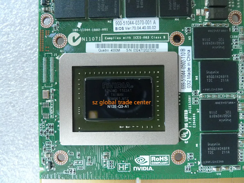 Quadro 4000M Q4000M GDDR5 2GB بطاقة رسومات الفيديو N12E-Q3-A1 لديل M6600 M15X HP 8740W 8760W
