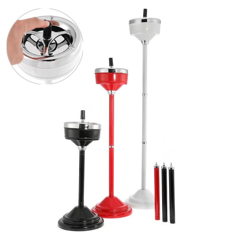 

AdAjustable Floor Standing Ashtray Windproof Receptacle Stand Ashtray Vertical Rotating Ashtray with Lid for Elevator KTV Room