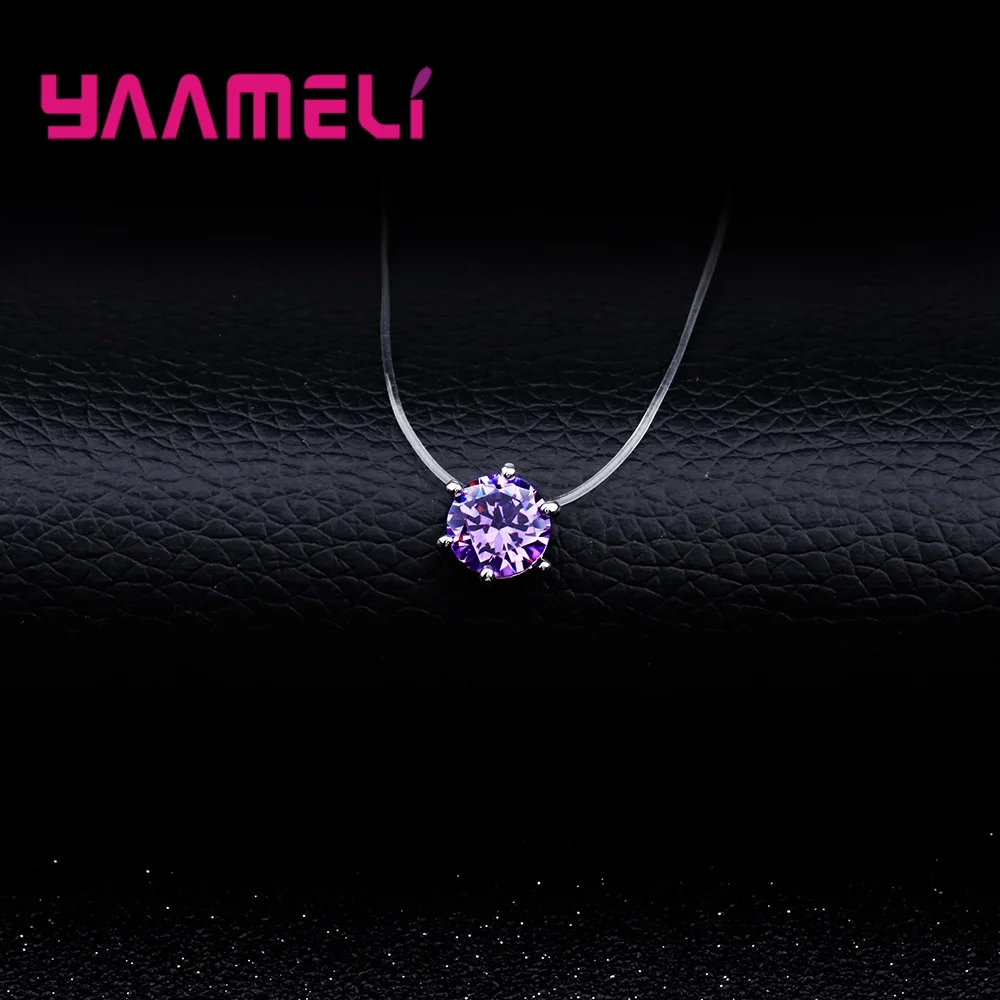 New Design Simple Casual Style Necklace Clear Fishing Line Collares 8 Color Crystal Jewelry Wedding Party Daily Bijoux