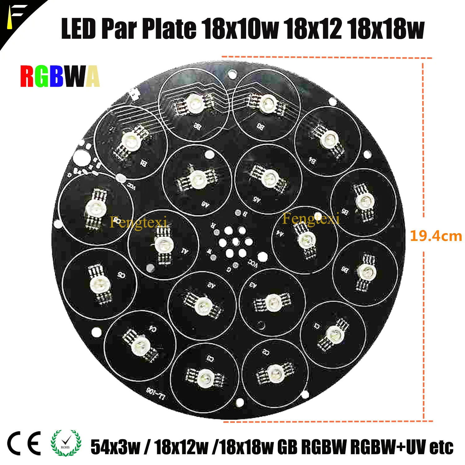 LED Non impermeabile con piastra in alluminio Kit di parti del disco 18x12w 18x15w 18x18w LED Flood Light Par RGBWA 5 in1 LED Par Can Disk Plate