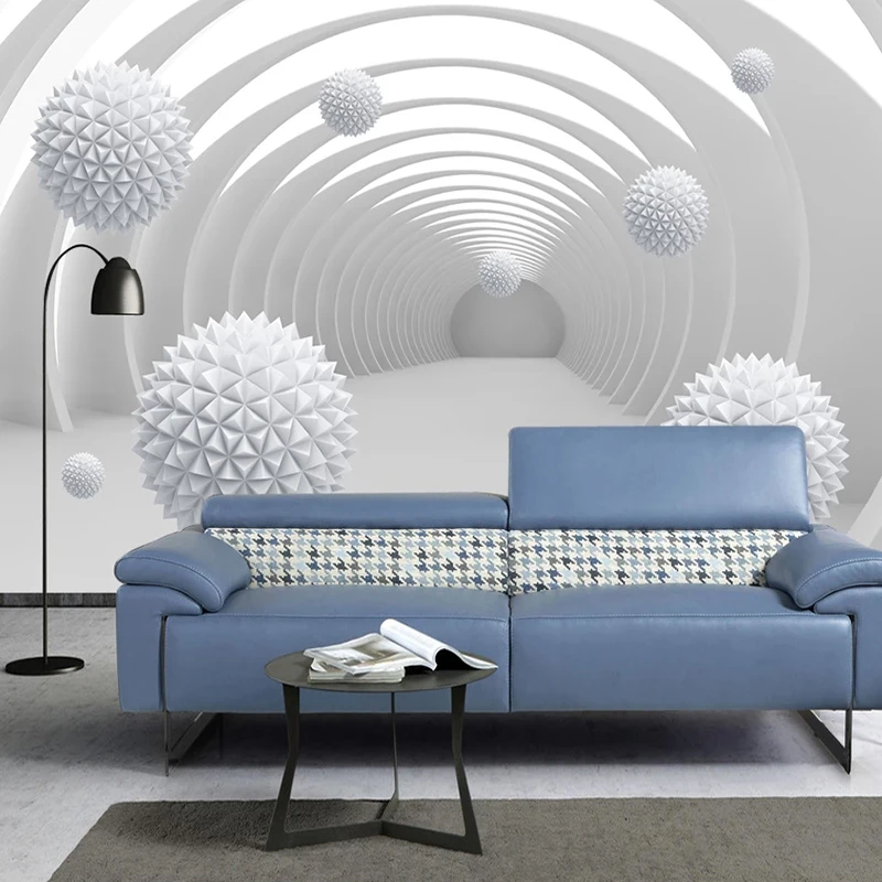 Aangepaste Foto Wallpaper Abstract Tunnel Ruimte Cirkel Bal 3D Woonkamer Sofa Tv Achtergrond Muur Home Decor Muurschildering Wandbekleding