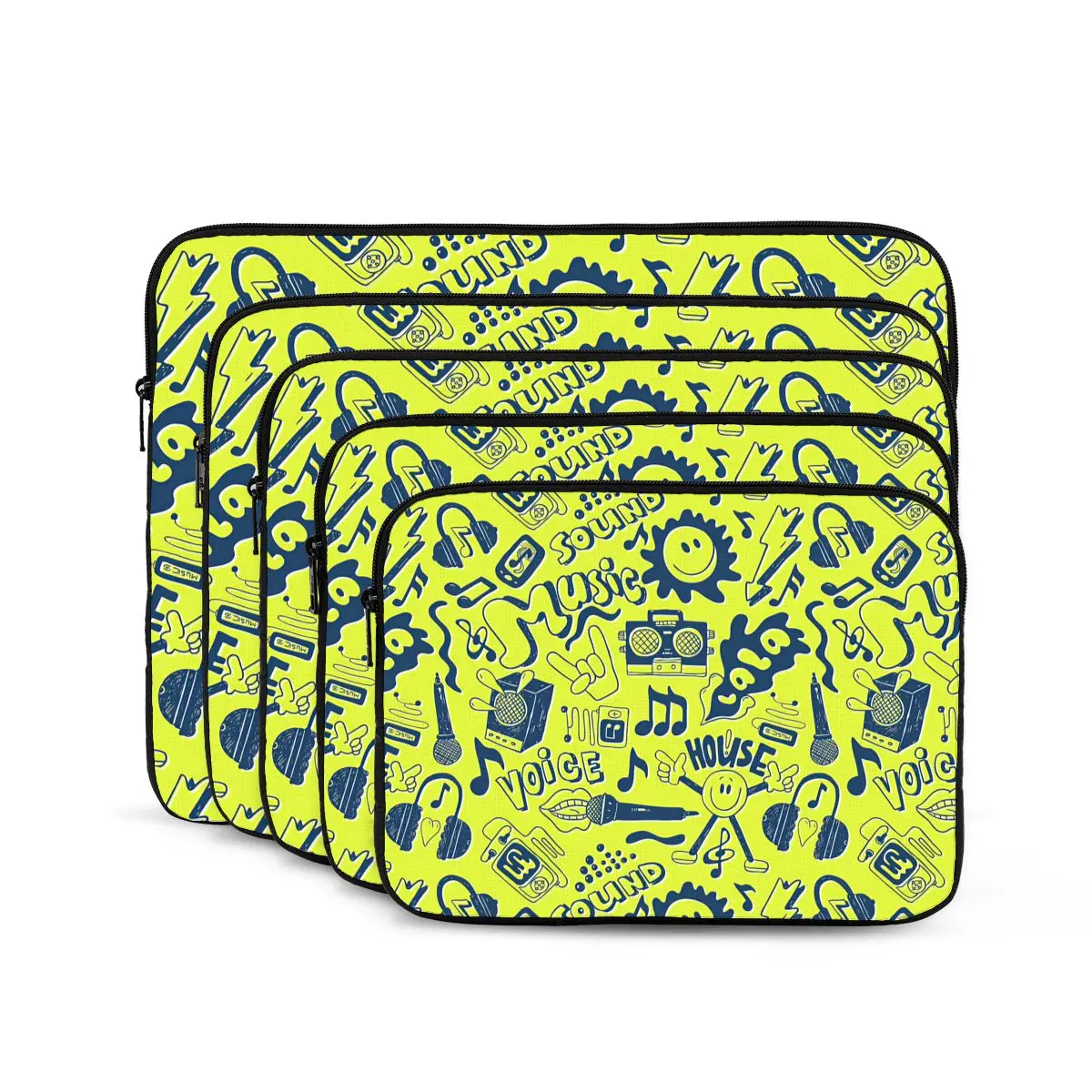 Seamless Pattern Musical Doodles Pop Art Computer ipad Laptop Cover Case Laptop Sleeve Bag Portable Cover Fundas Pouch