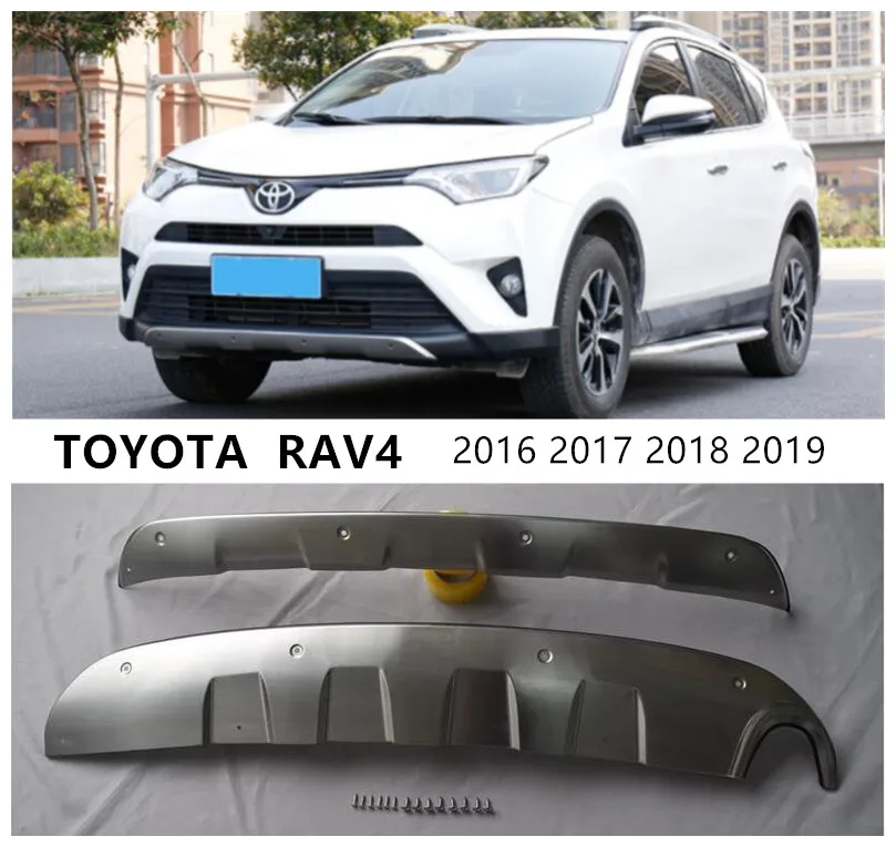 

For TOYOTA RAV4 2016 2017 2018 2019 Front & Rear Bumper Guard Plate Protector Anti-impact Stainless Steel Auto Accessories