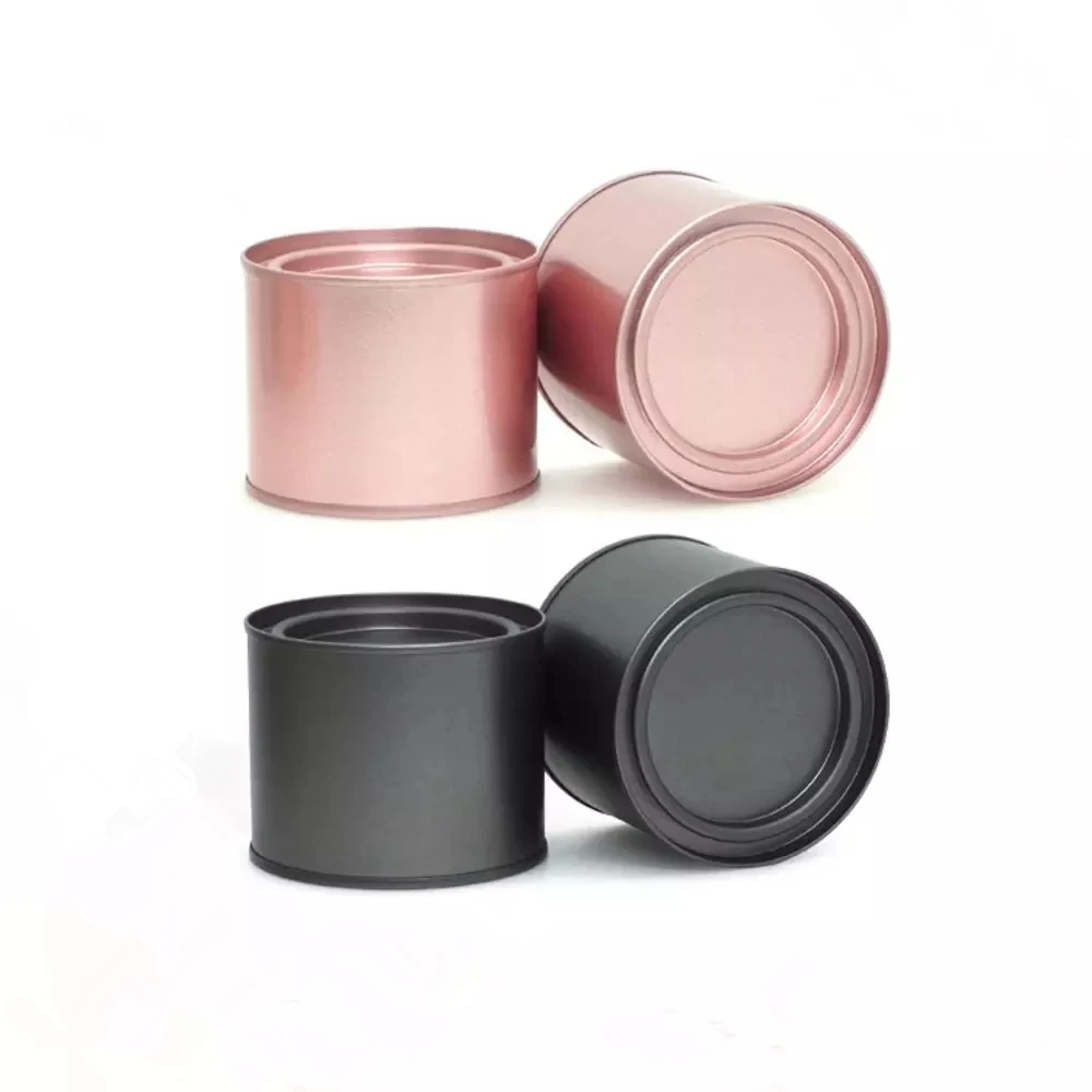 4Pcs/Set Portable Multipurpose Round Mini Seal Metal Tea Can Tinplate Stretch Candle Can Canisters Candy Jar Aromatherapy Box