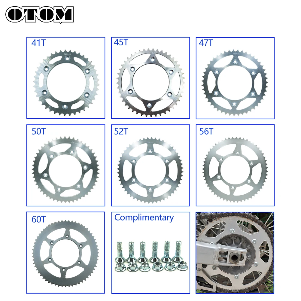 OTOM Motorcycle Steel Chain Rear Sprocket Wheel Disc Plate For HONDA CR125R CRF230L XR400 XR650R CR500 Beta Motor Motocross Part