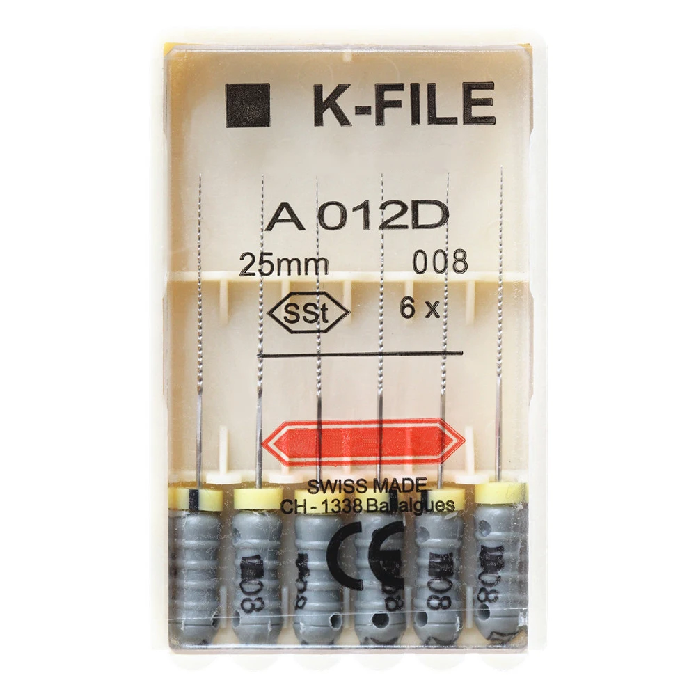 K-FLE arquivo de canal radicular, uso manual, dedo endodôntico spreader, instrumentos de laboratório de odontologia, 21mm, 25mm, 31mm, 1 pacote