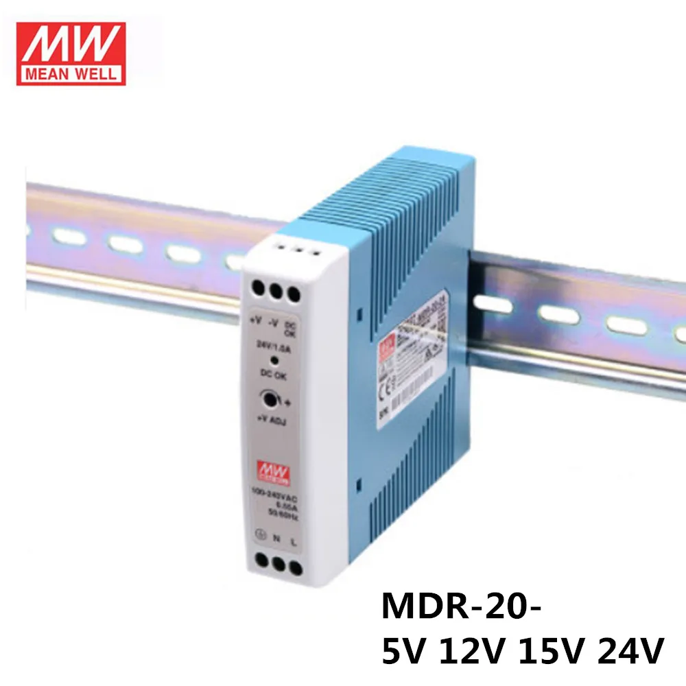 

MDR-20 20W Single Output 5V 12V 15V 24V Din Rail Switching Power Supply AC/DC