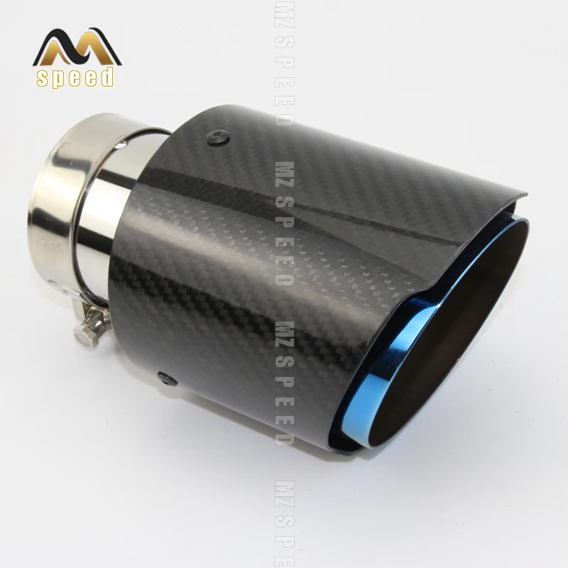 

Car Accessories Exhaust Tail Pipes Glossy Carbon Muffler Tip Tail End Universal Stainless Steel Straight Flange blue For Bmw E46