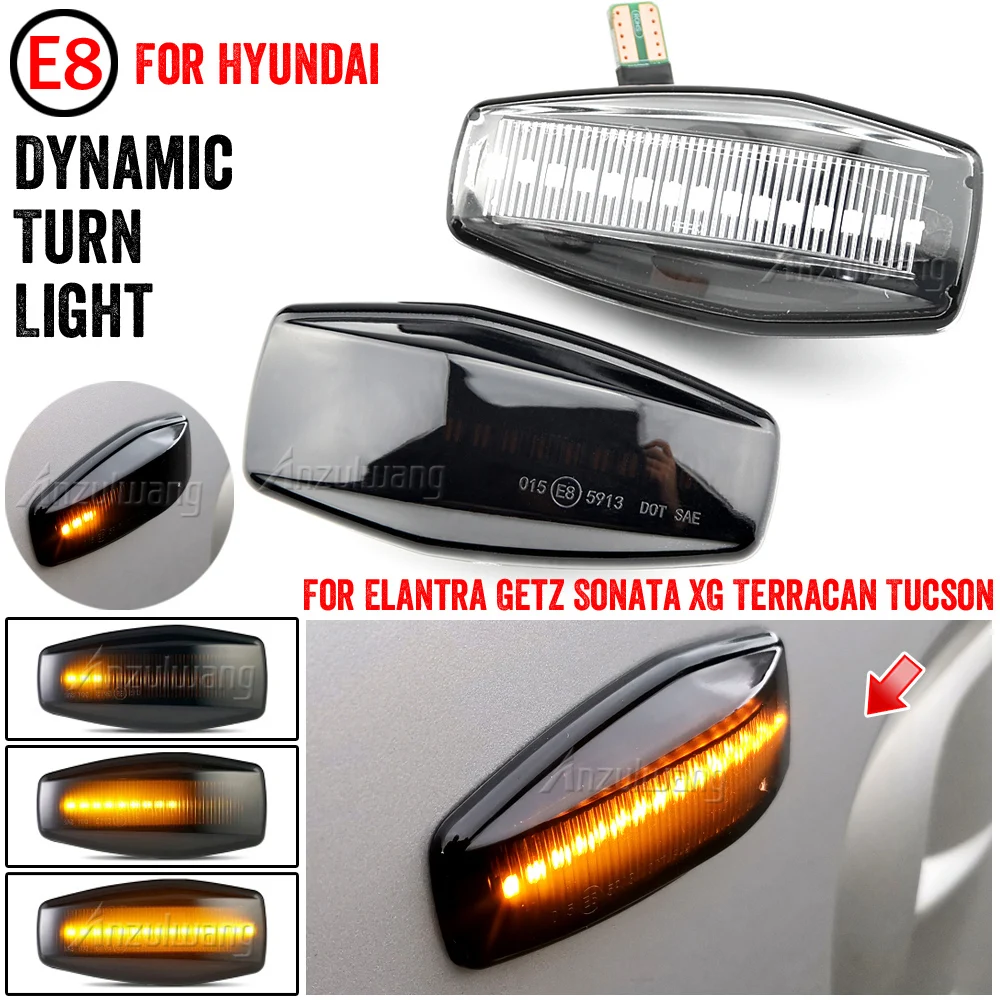 

For Hyundai Elantra Sonata Coupe KIA Sportage Rio Sedona LED Dynamic Car Blinker Side Marker Turn Signal Light Lamp Accessories