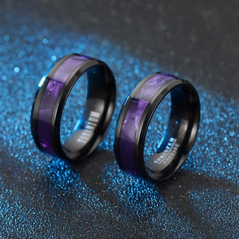 KNOCK High quality private order Purple Color  316L Stainless Steel men women Gift Rings Dainty Female Nice Finger Jewelry