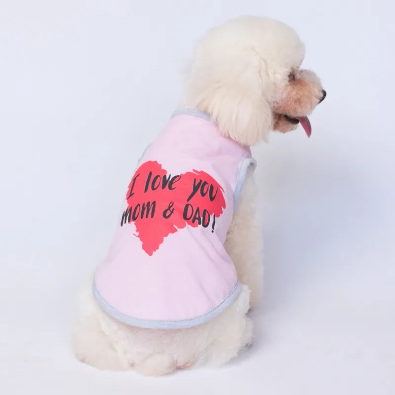 Summer I LOVE MY DADDY MOMMY Dog Vest Pet Dog Clothes For Small Dogs Pets Clothing Cheap Cat Clothing For Dogs Shirt Ropa Perro