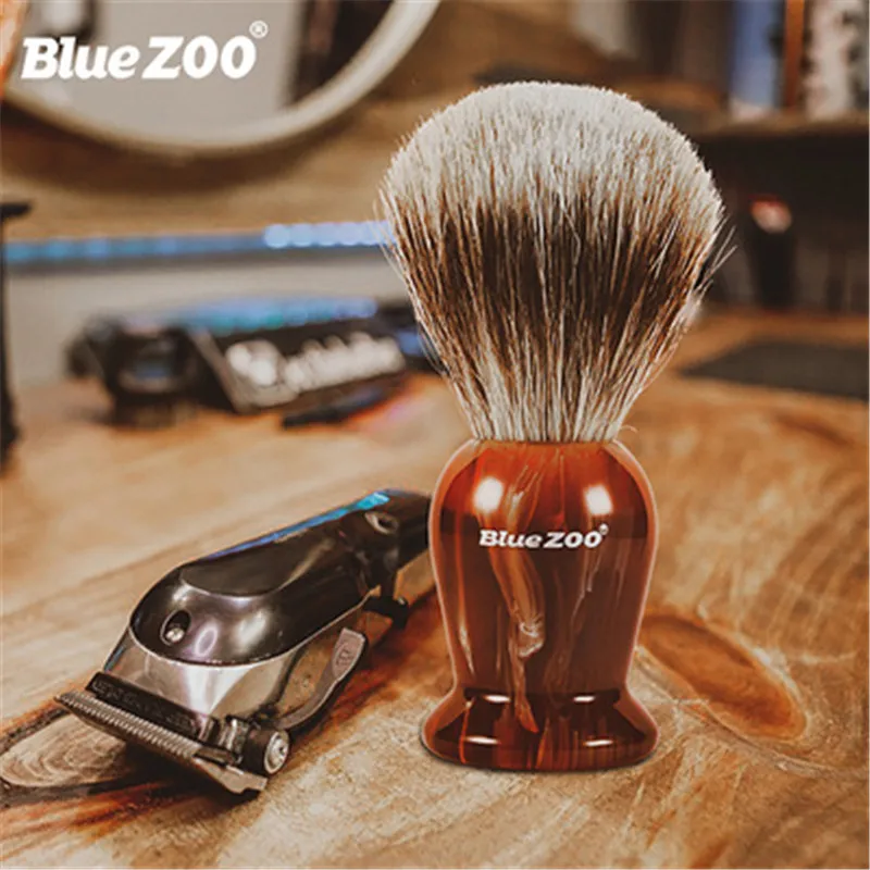 100% Pure Badger Hair Shaving Brush with Resin Handle Man Facial Care Tool Facial Hair Brush