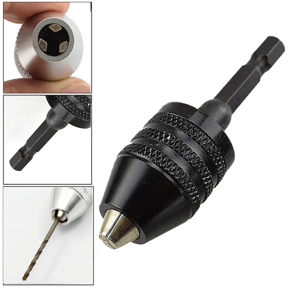 1/4in Keyless Drill Bit Chuck Hex Shank Adapter Converter Quick Change 0.3-6.5mm 0.3-3.6mm Drill Bit Accessories Tool