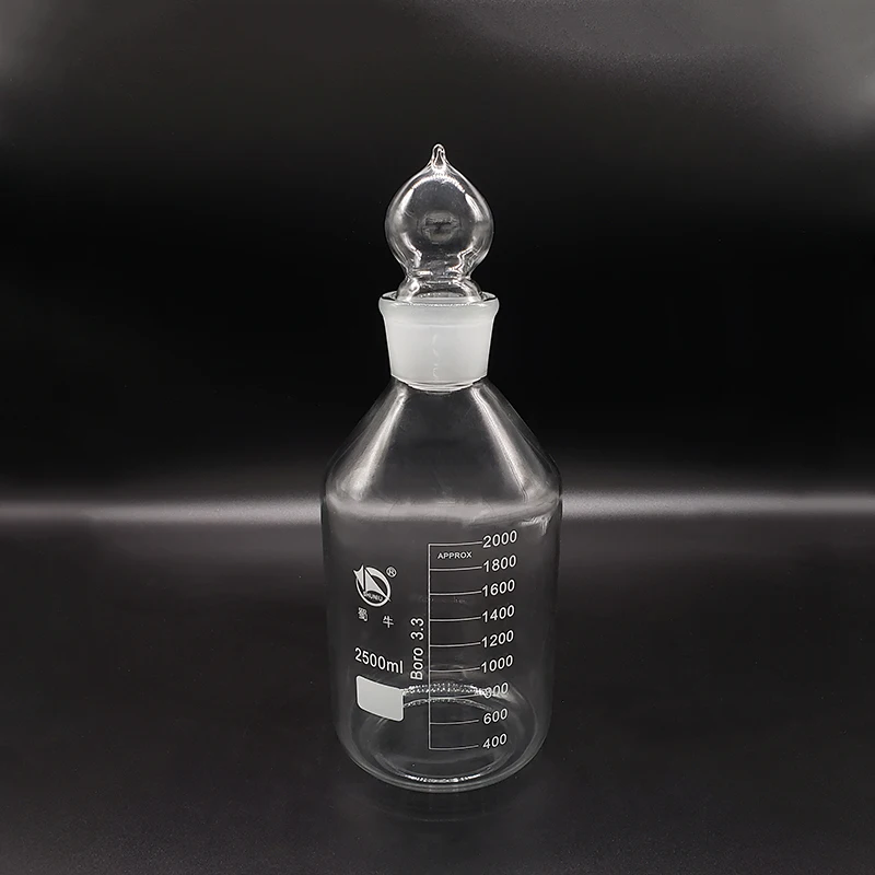 Reagent bottle,Narrow neck with standard ground glass ball stopper,Clear,Boro. 3.3 glass,Capacity 2500ml,Sample Vials