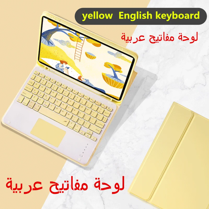 Arabic touchpad Keyboard Case for iPad 8th 10.2 Pro 11 2020 Air 3 10.5 Pro 10.5 7th 10.2 Cover W Pencil holder touchpad Keyboard