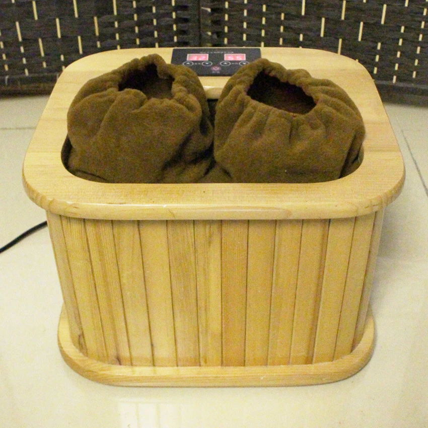 

220V /150W Far infrared Foot Sauna spectrum therapy barrel 38*36*26cm full automatic massage heating barrel hemlock wood