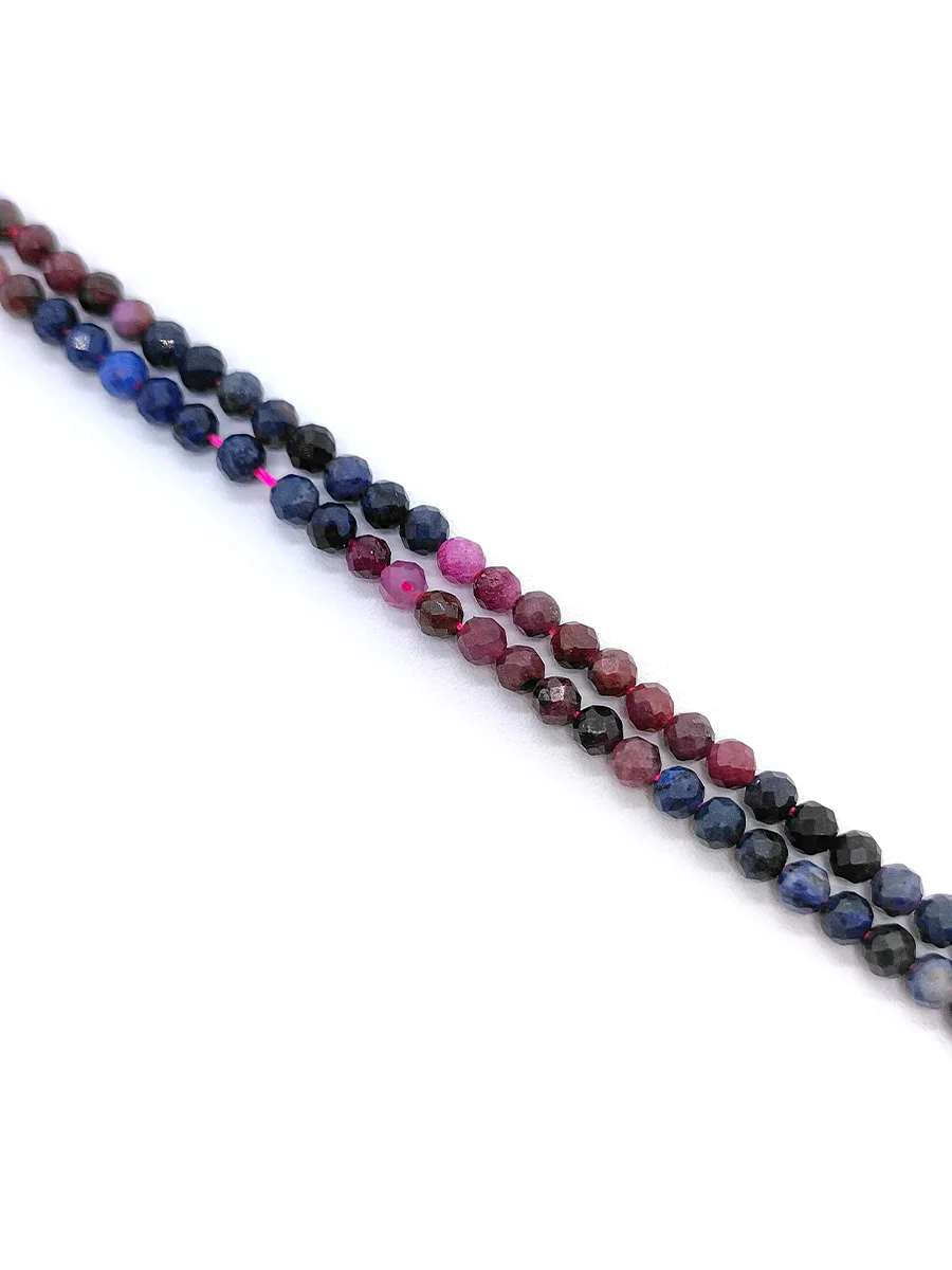 Gradient Ruby Sapphire Natural Stone Beads 2 3 4mm Faceted Cutting Loose Burned Red Blue Ruby Sapphire Beads for Jewelry Making