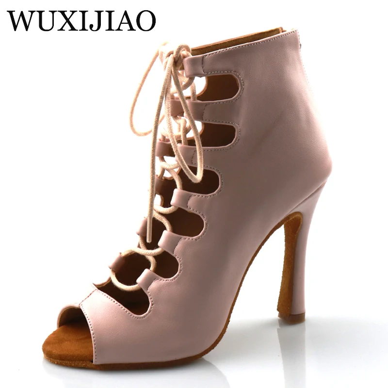 New Featured Pink Leather Women\'s Dance Shoes Latin Salsa Boots Paty Ballroom Dance Shoes Women\'s Shoes