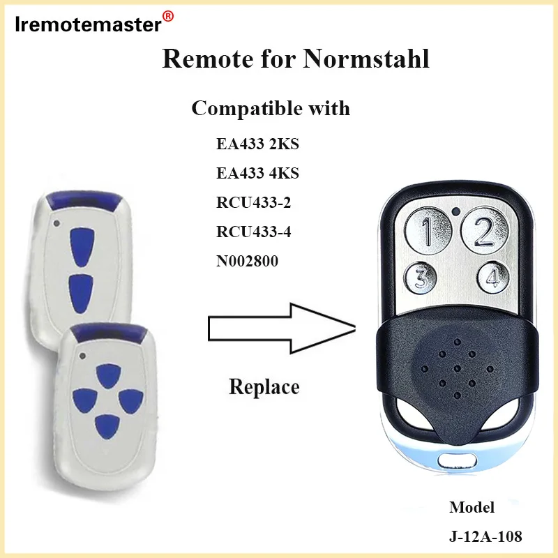 For Normstahl / Crawford EA433 2KS/4KS/RCU433-4/N002800 Door Remote Control 433.92MHz Rolling Code Garage Door Replacement