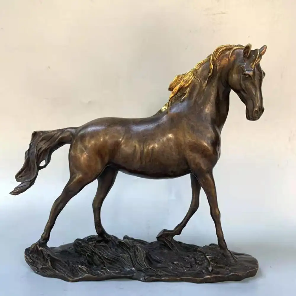 Ming Dynasty GILT  copper horse statue, a vigorous steed