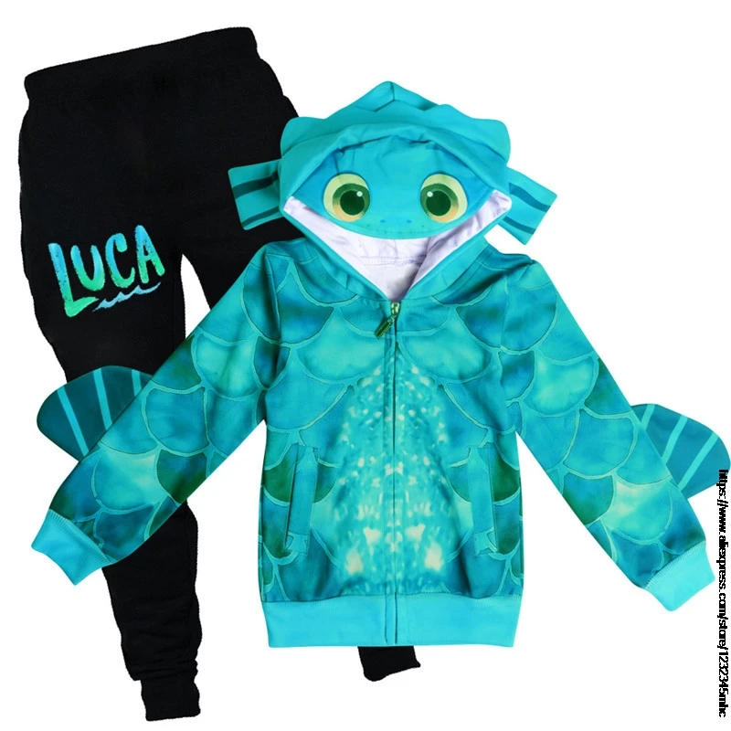 Children\'s Clothing New movie Luca kids Long-Sleeved Hooded Zipper Cardigan Boys And Girls Leisure Sports Cosplay Suit