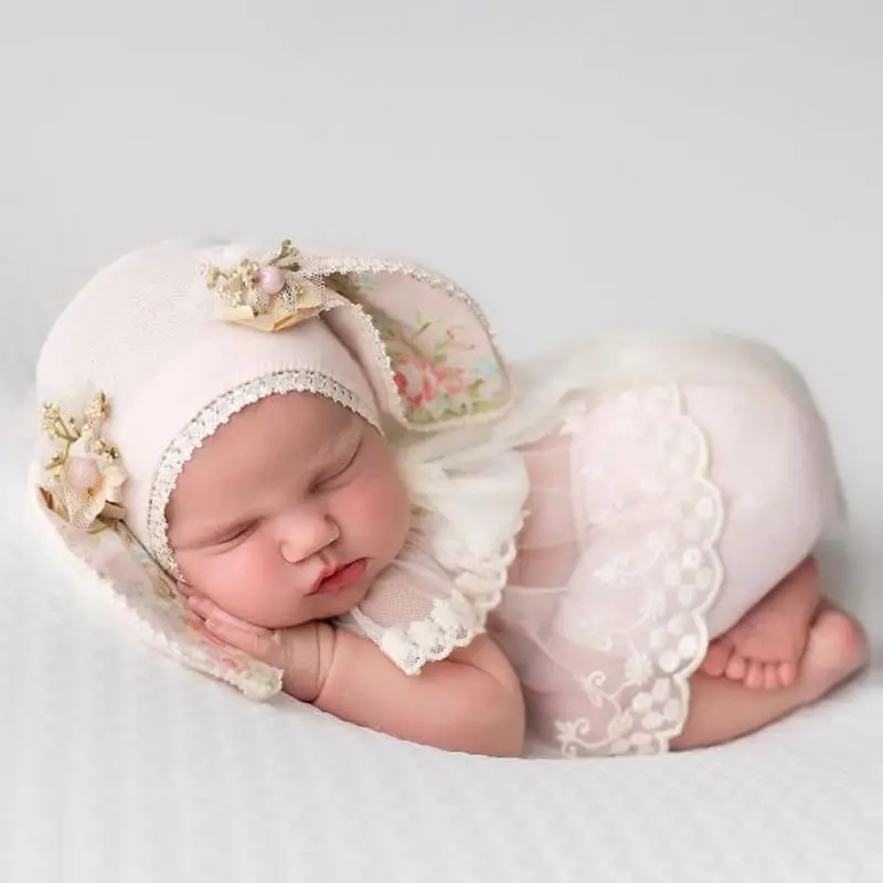 Fashion Infant Photo Clothes Sweet Newborn Baby Girls Photography Accessories Hat Pants Outfits 0-1 Month