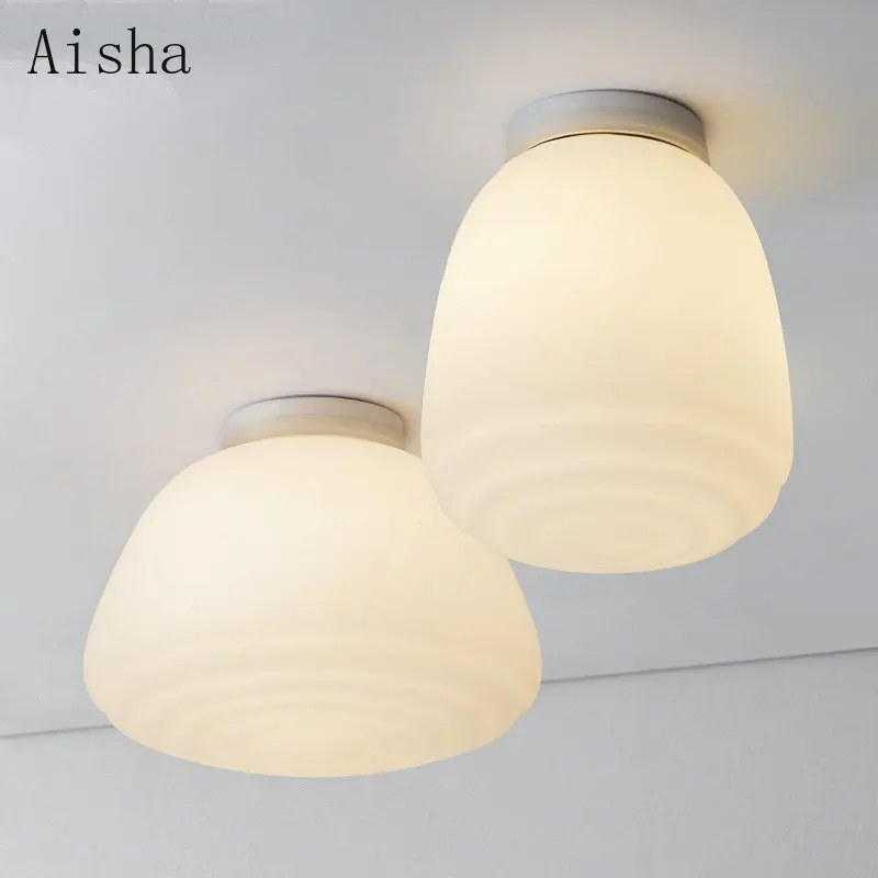 

Nordic Glass Ceiling Lamp Suspended Bathroom Led Ceiling Light Retro Bedroom Living Room Kitchen Aisle Flush Mount Lamp