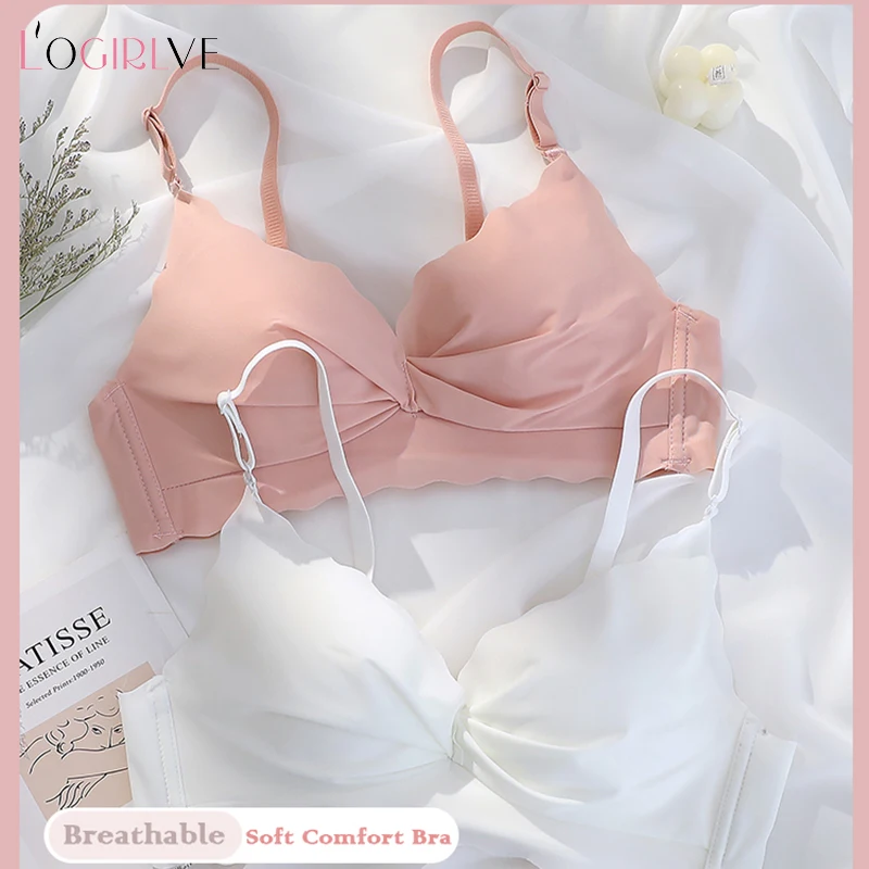 Logirlve Sexy Seamless Bras for Women Push Up Bras Wire Free Brassiere Lingerie Soft Solid Color Fashion Brassiere Thin Bra