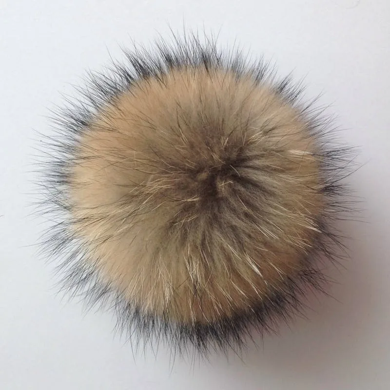 New Raccoon Fur Ball Cap Pom Poms Winter Hat for Women Knitted Hat Girl Knitted Beanies Cap Thick Warm Female Girls Pompom Cap