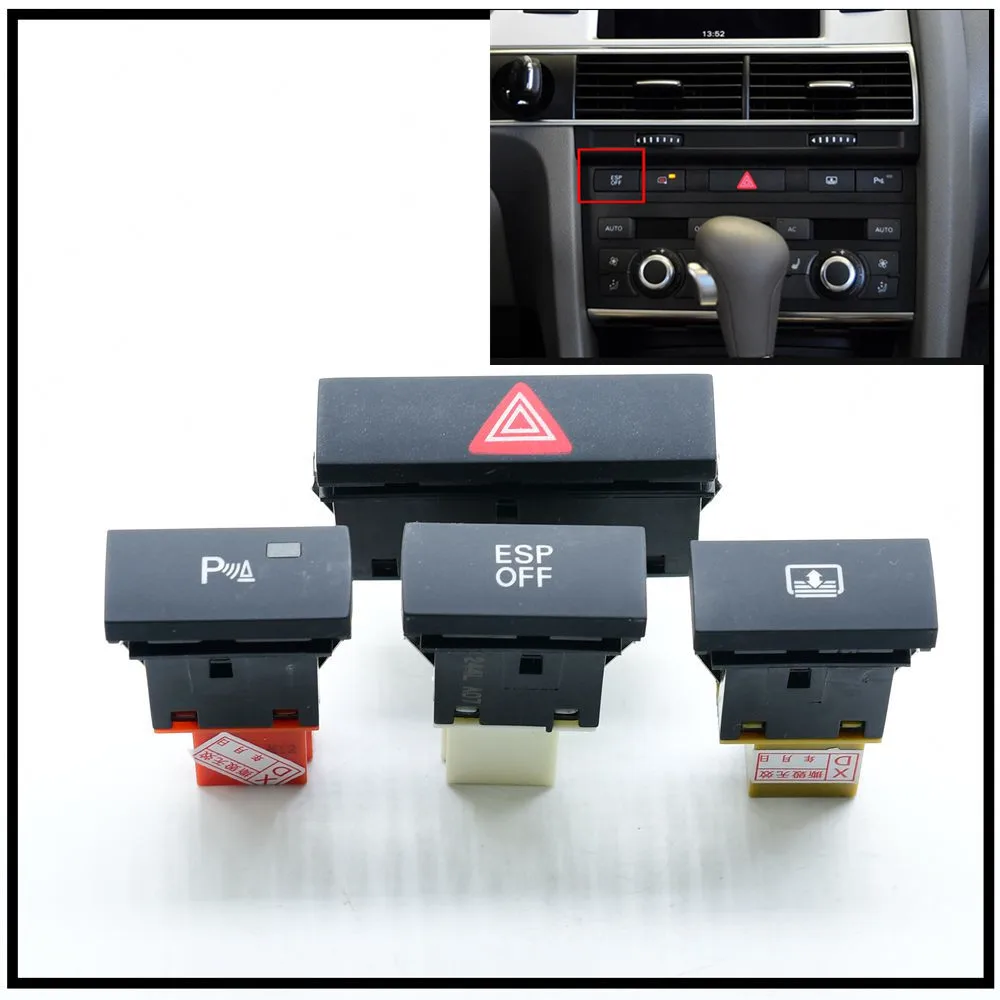 1-4Pcs Parking Switch ESP Switch Danger Light Warning Flash Switch Back Screen Roller Key Switch For Audi A6 S6 C6